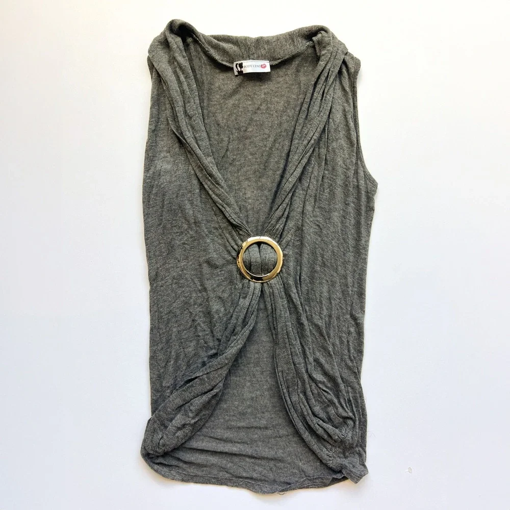 Y2K Body Central Gray Halter Cinched Top